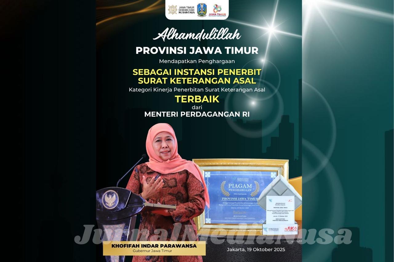 Pemprov Jatim Raih IPSKA Award 2025, Bukti Cepat dan Mudahnya Layanan Ekspor